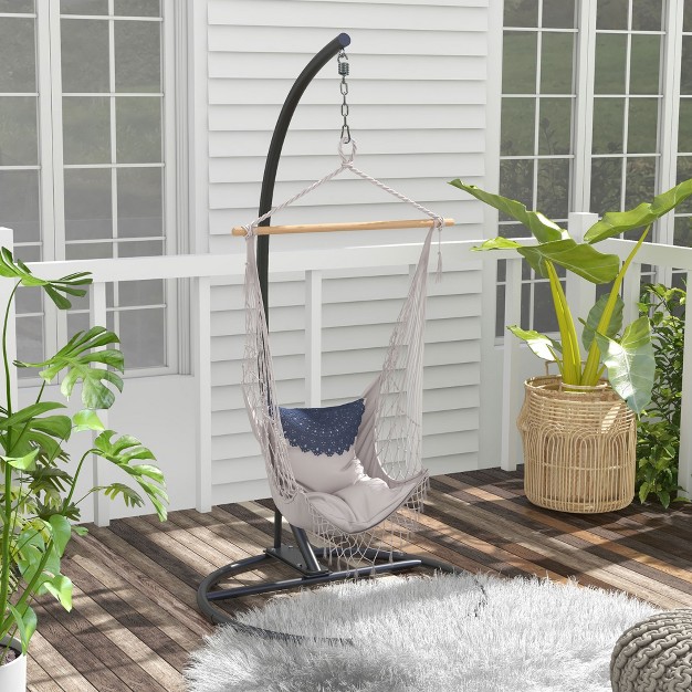 Outsunny Hanging Hammock Chair Stand Metal Frame Hanging Stand Black