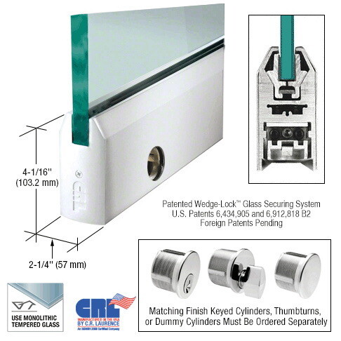 CRL 3/4 Glass 4 Tapered Door Rail With Lock   35...