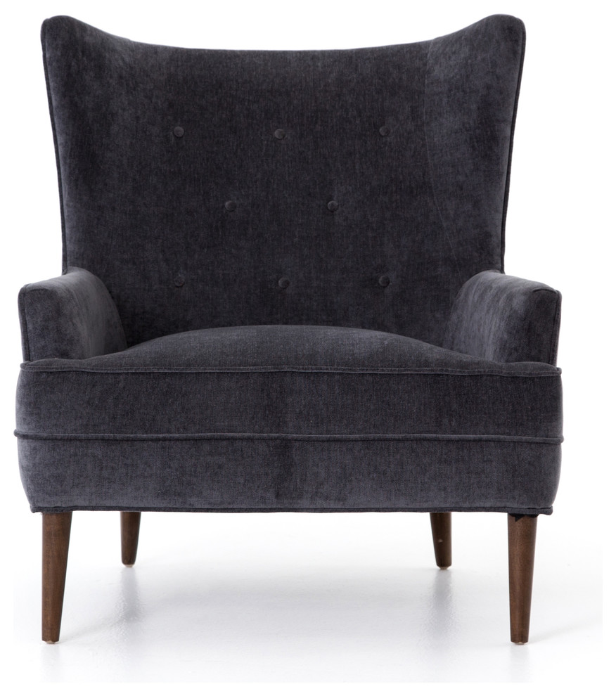 Clermont Chair Charcoal Worn Velvet   Midcentury   Armchairs And Accent Chairs   by Four Hands  Houzz