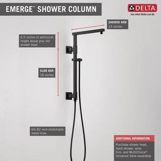 Delta Emerge 18 in. Angular Modern Column Shower Bar in Matte Black 58410-BL