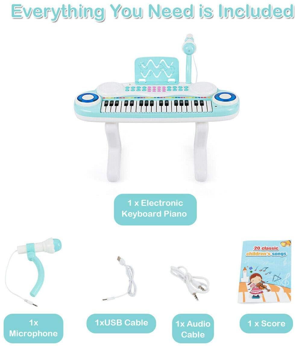 Costzon 37-Key Keyboard Piano for Kids with Detachable Legs, Music Score, Build-in MP3 Songs