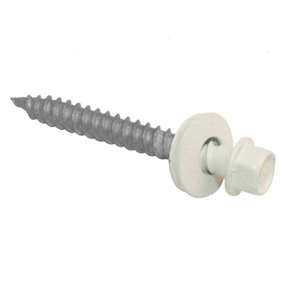Gibraltar Building Products 1-12 in. Wood Screw #10 Galvanized Hex-Head Roof Accessory in White (250-PieceBag) 987682