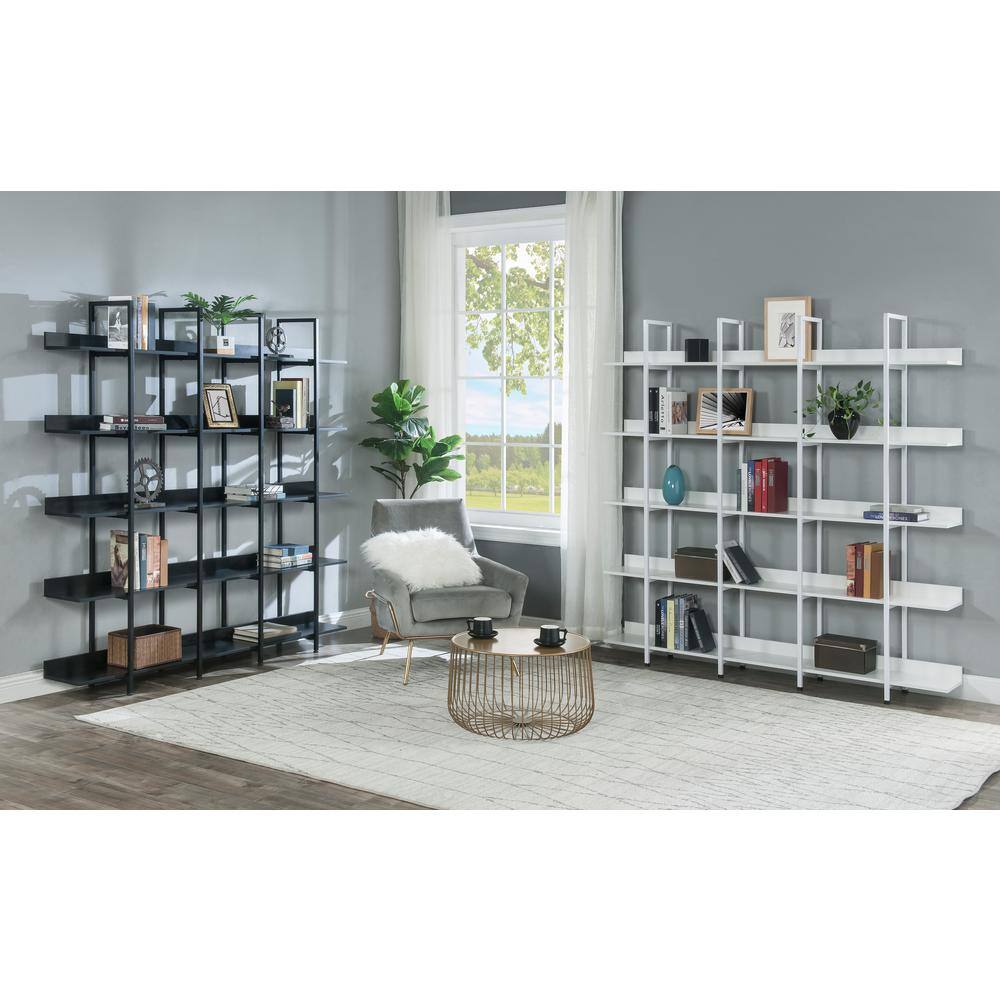 Asucoora Giltner 71 in.Black Metal 5-Shelf Etagere Bookcase.with Open Back NYZWJ004-BK