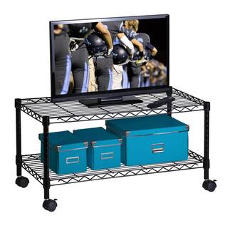 Honey-Can-Do 2-Tier Steel Wire Rolling Media Cart in Black CRT-03937