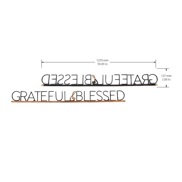 Grateful And Blessed Deep Medium Wood Finish Black Metal New View