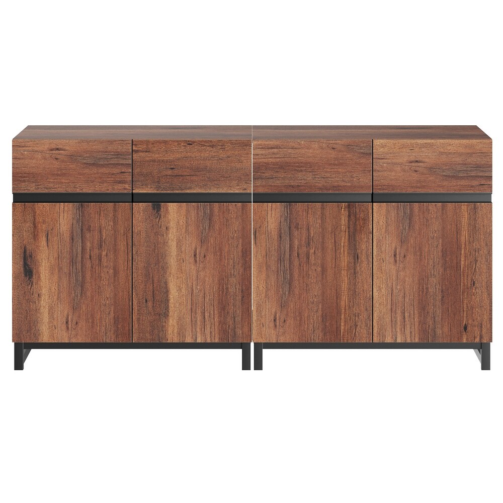 WAMPAT Modern TV Stand with Storage Cabinets for Living Room Bedroom Brown