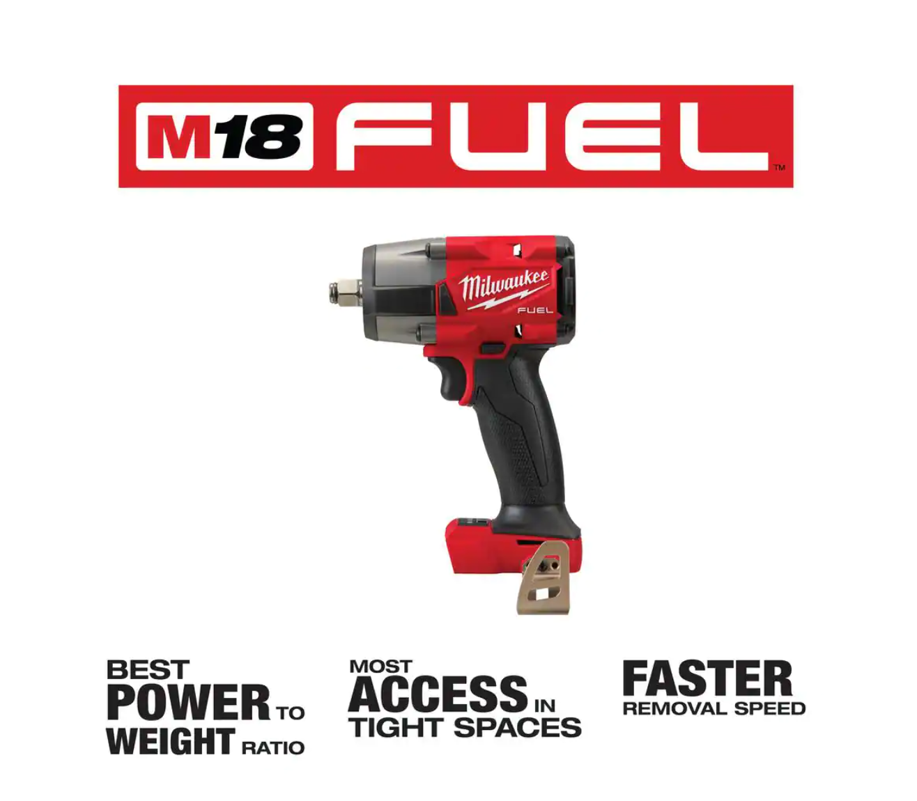 Milwaukee 2962-20-2854-20 M18 FUEL Gen-2 18V Lithium-Ion Brushless Cordless Mid Torque 1/2 in. Impact Wrench and 3/8 in. Wrench w/Friction Ring