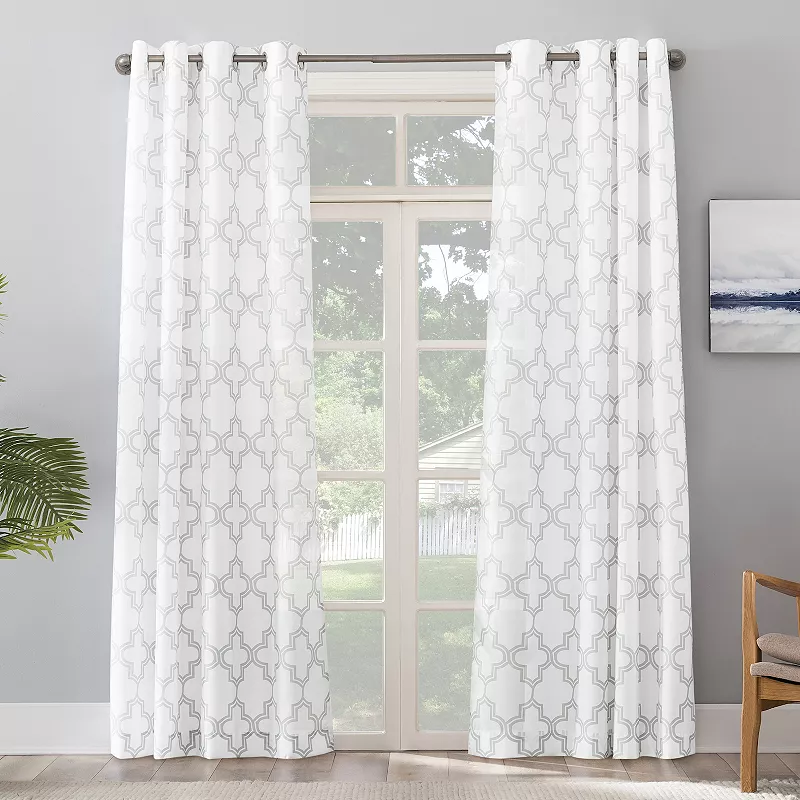 Sun Zero Ria Trellis Indoor/Outdoor Fade Resistant Curtain Panel