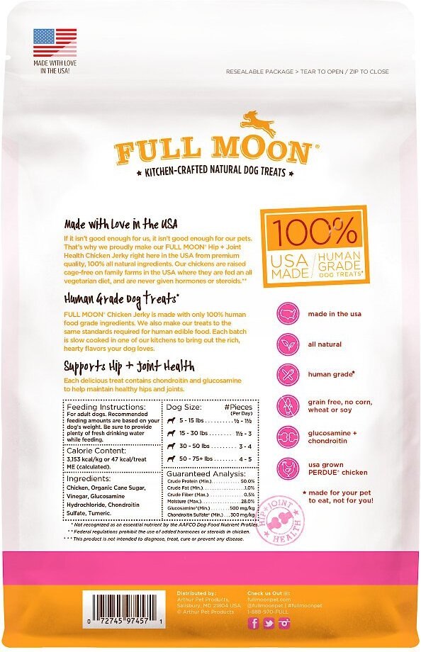 Full Moon Hip and Joint Health Chicken Jerky Human-Grade Dog Treats