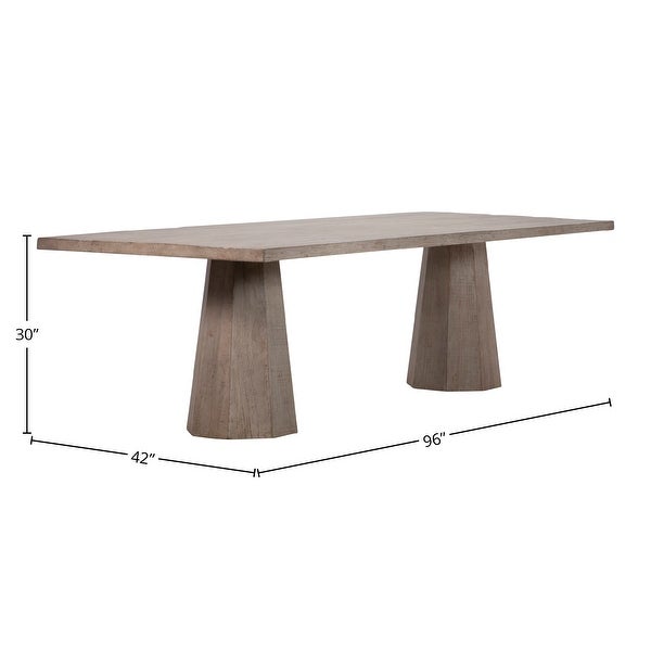 Xavier 96-inch Rectangular Light Wash Reclaimed Pine Double Pedestal Dining Table