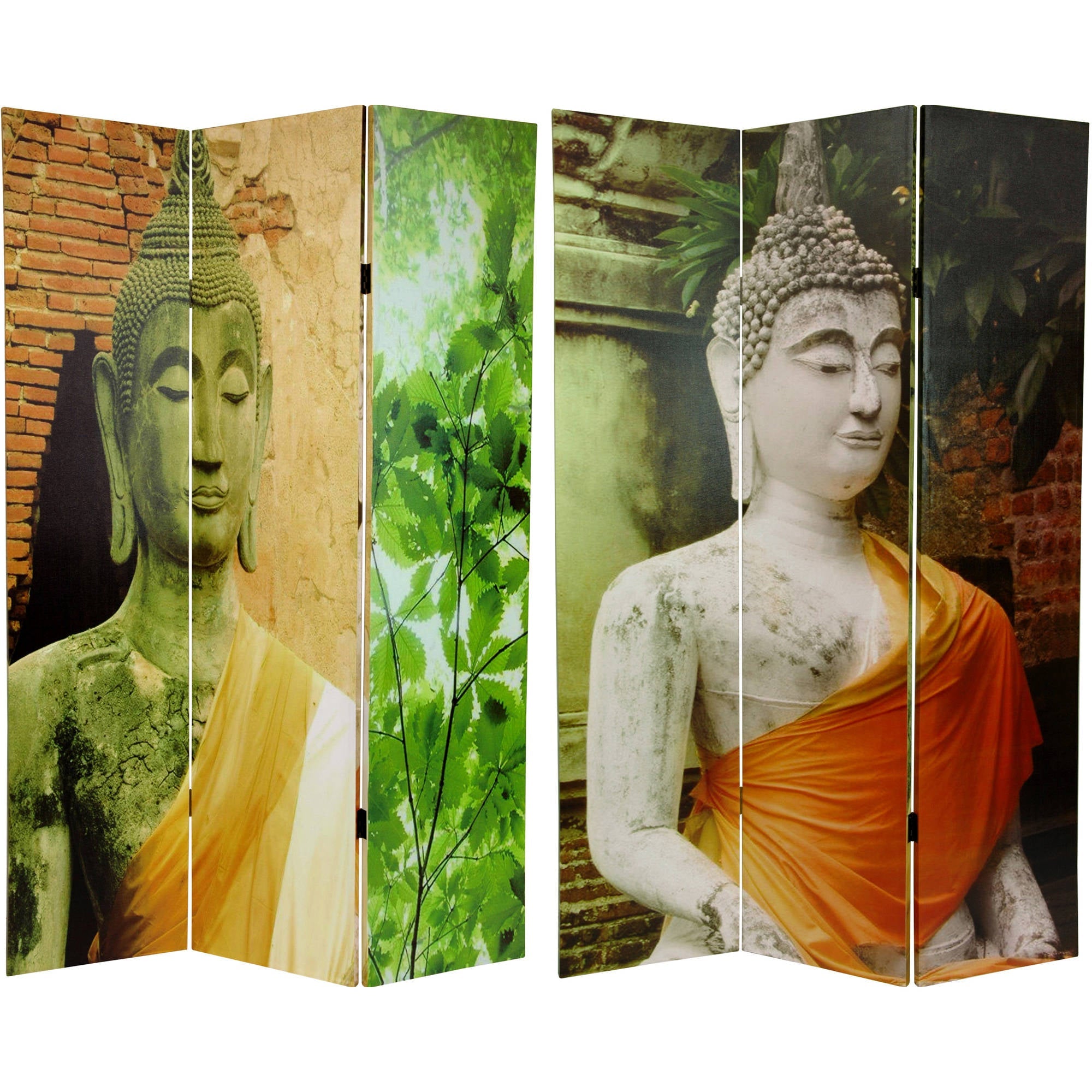 Oriental Furniture 6 ft. Tall Draped Buddha Double Sided Room Divider - 3 Panel