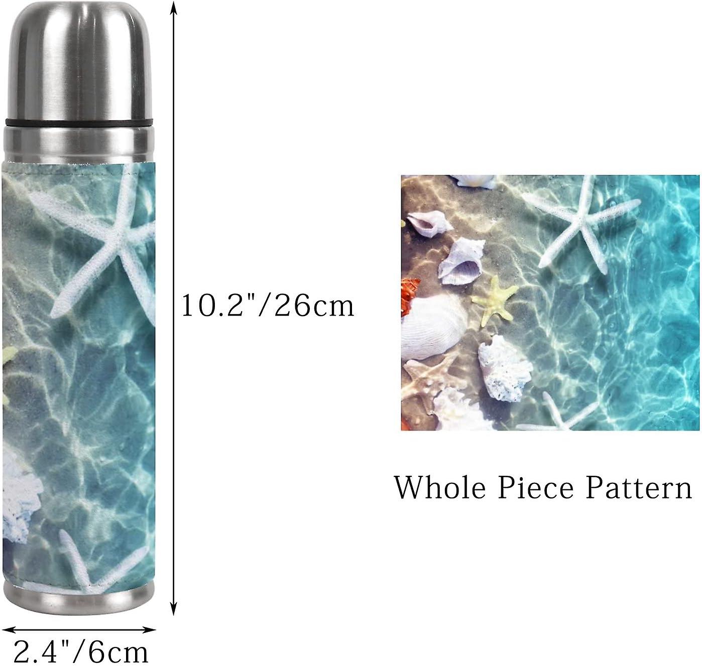 Insulated Mug Stainless Steel Water Bottle Starfish Coral Seashell On Summer Beach Vacuum Cup Travel Mug