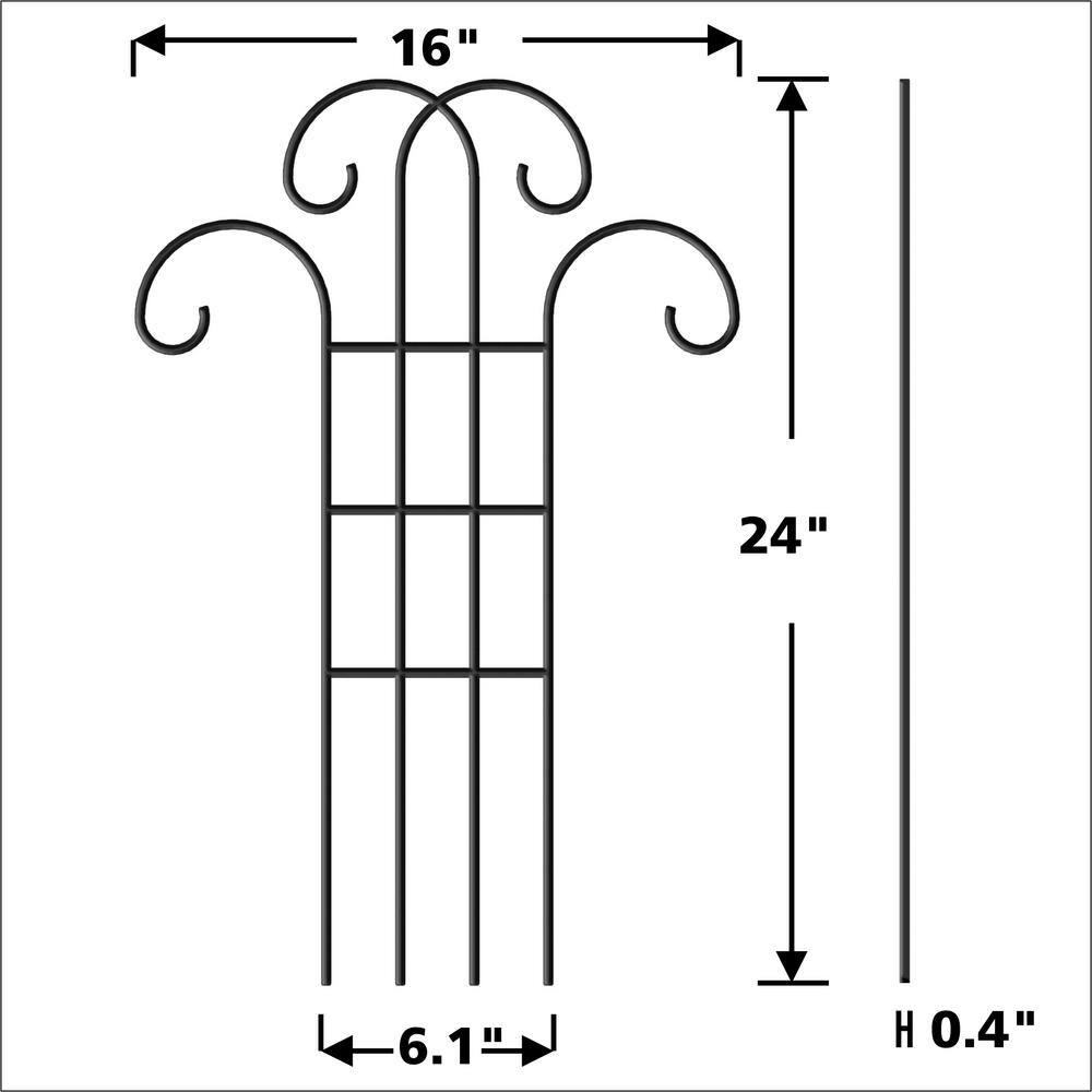 Vigoro 24 in. H Flourish Pot Trellis in Black 87364