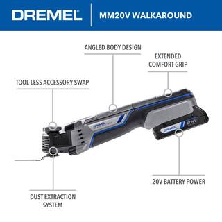 Dremel Multi-Max 20V Max Cordless Oscillating Multi-Tool Kit with 5pc Universal Multi-Tool Blade Kit No Adapter Needed MM20V-02+MM392U