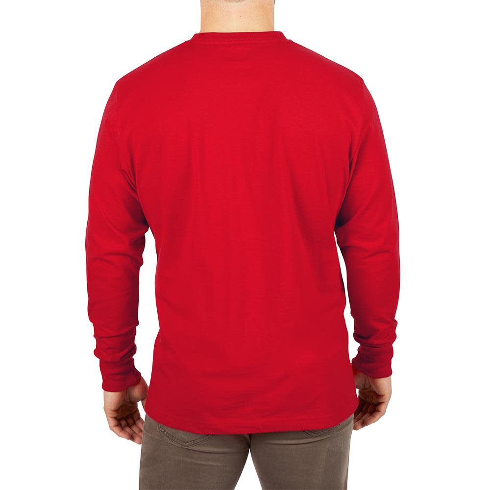 Heavy Duty Red Pocket Long Sleeve T-Shirt ; Small ;