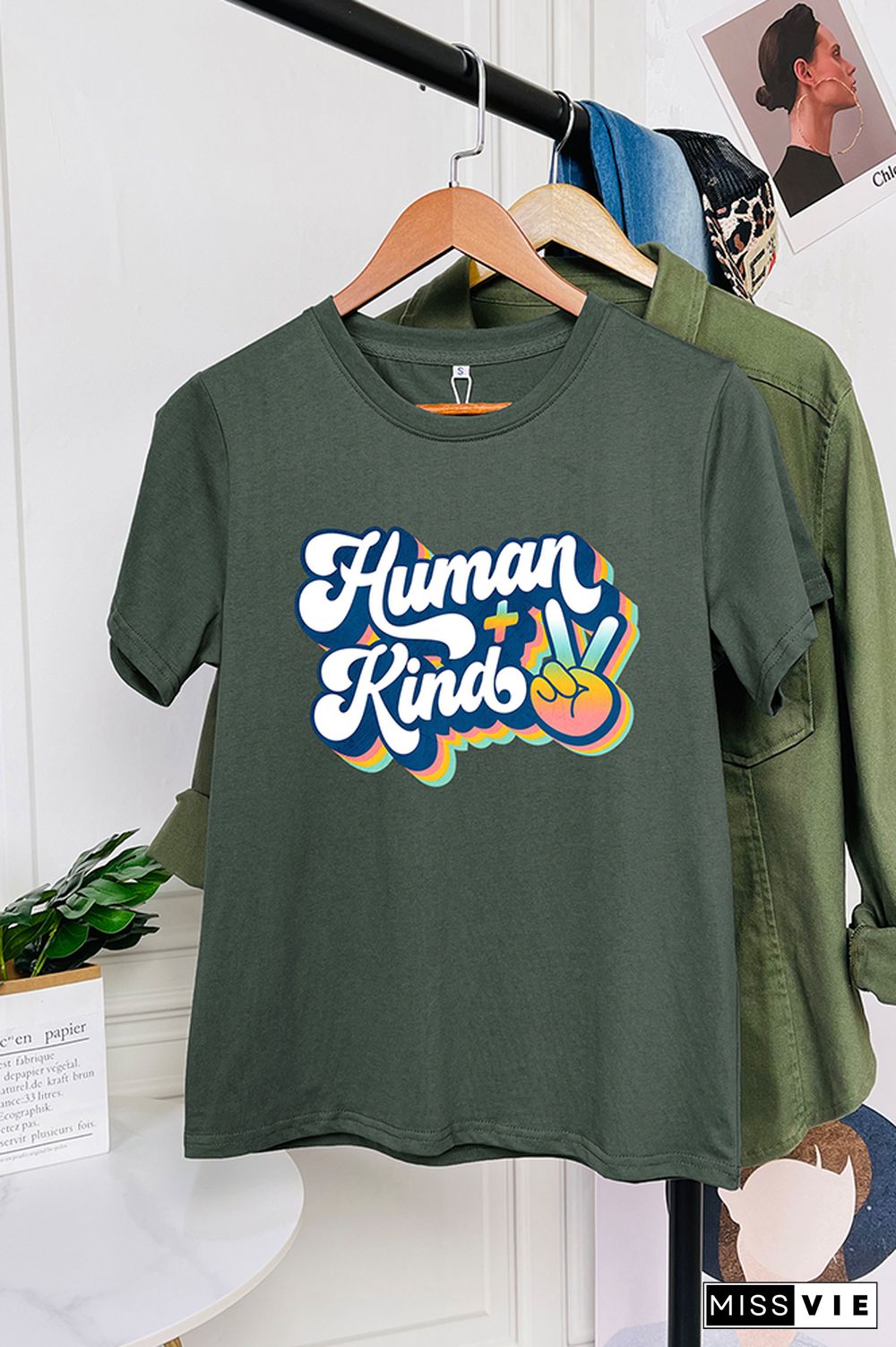 Human Plus Kind Peace Sign Short Sleeve Graphic Tee Wholesale