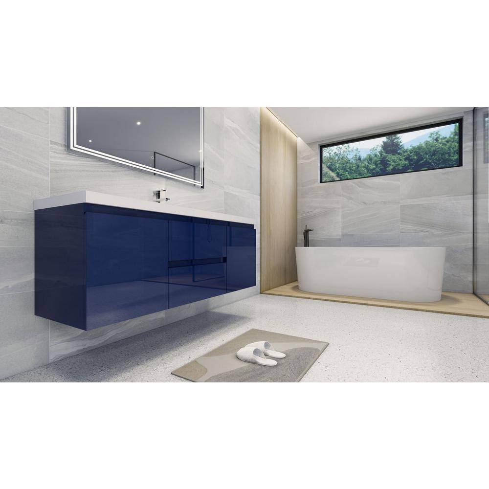 Moreno Bath Bohemia 59 in. W Bath Vanity in High Gloss Night Blue with Reinforced Acrylic Vanity Top in White with White Basin MOB60S-NB