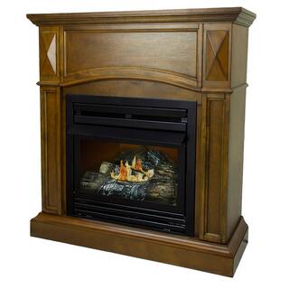 Pleasant Hearth 20000 BTU 36 in. Compact Convertible Ventless Natural Gas Fireplace in Heritage VFF-PH20NG