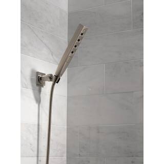 Delta 4-Spray Patterns 1.75 GPM 1.43 in. Wall Mount Handheld Shower Head with H2Okinetic in Lumicoat Stainless 55140-SS-PR