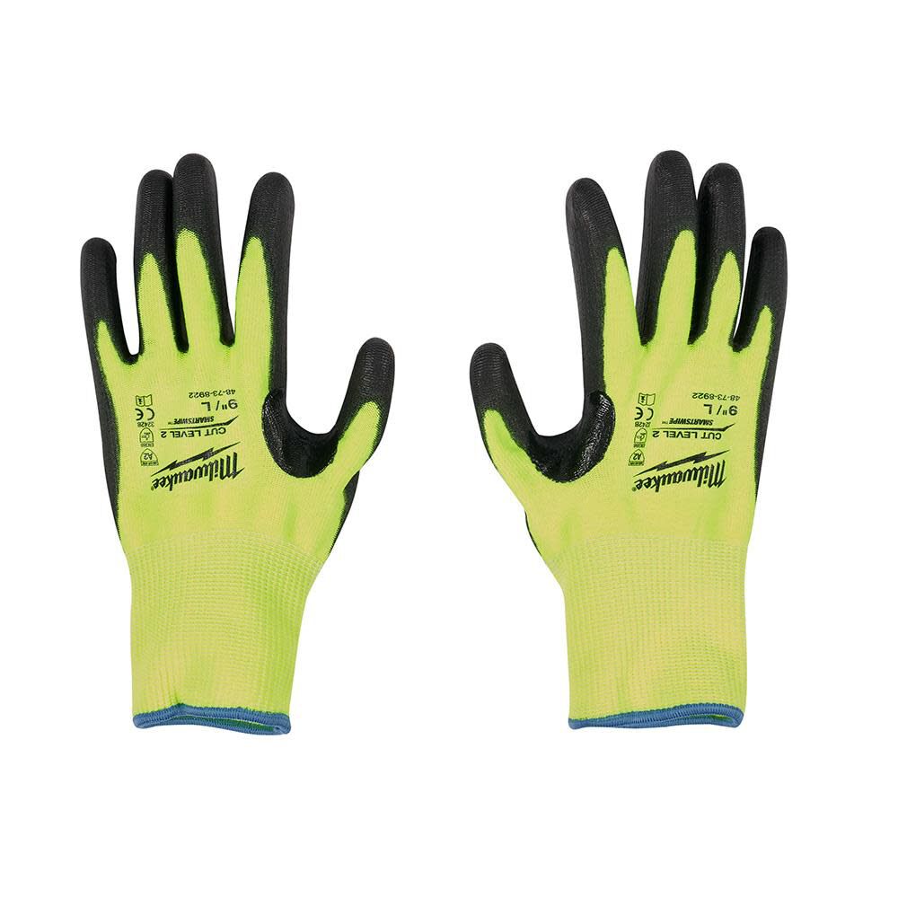 Milwaukee Cut Level 2 Gloves Hi Vis Polyurethane Dipped 48-73-8920M910 from Milwaukee