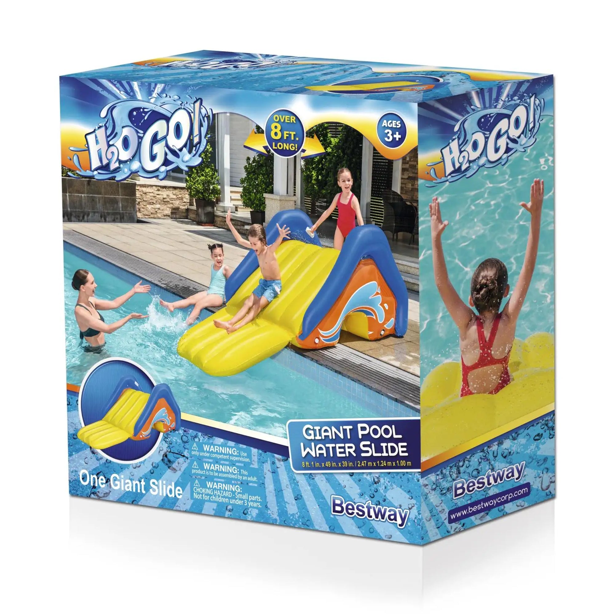 Bestway H2OGO! Giant Inflatable Outdoor Pool Water Slide with Built-In Sprinkler