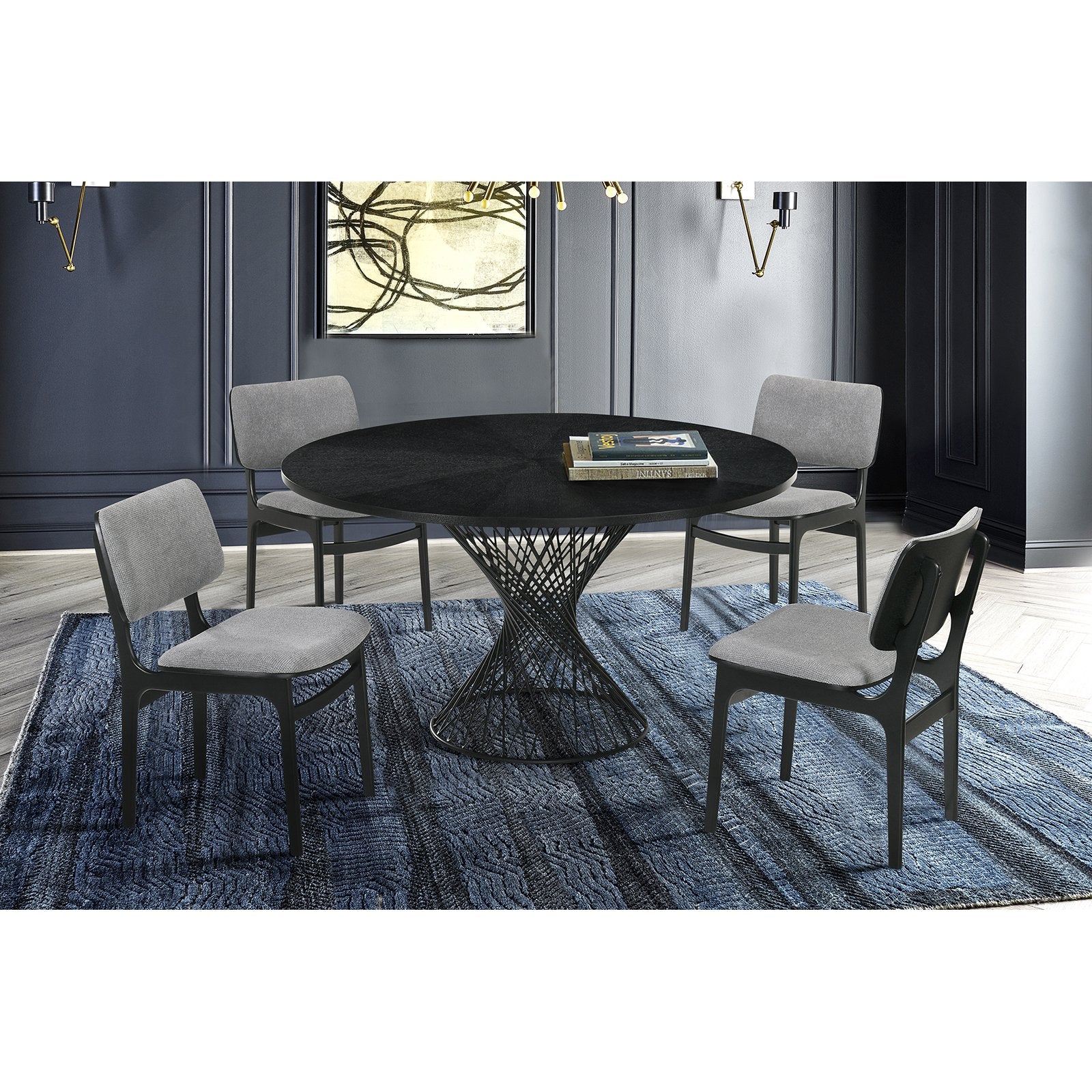 Armen Living Cirque Round Mid-Century Modern Pedestal Dining Table