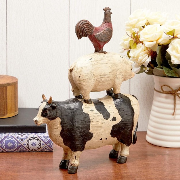 Farmlyn Creek Farm Animal Decor Chicken Pig amp Cow Resin Figure Statue Farmhouse Kitchen Decor 9 2x11 6x2 6 In