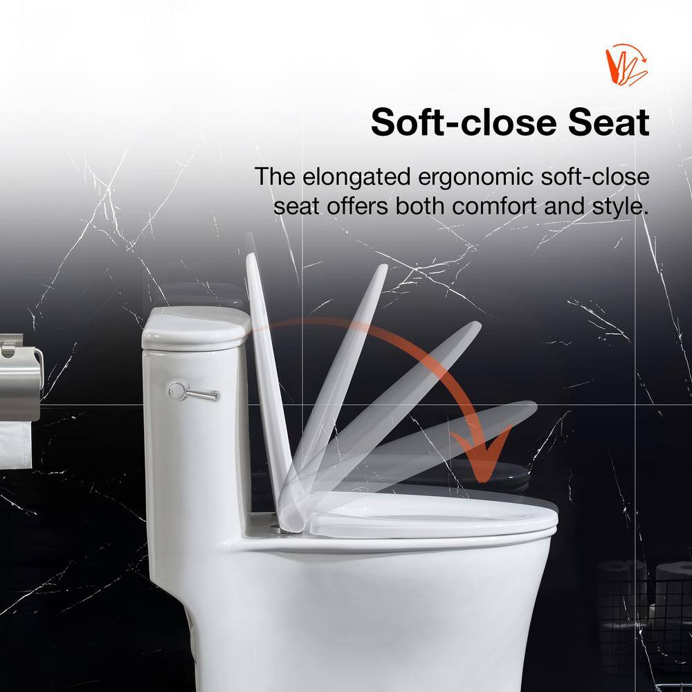 Glacier Bay Havenstone 1-piece 1.11.6 GPF Dual Flush Elongated Toilet in White Seat Included GBTO203