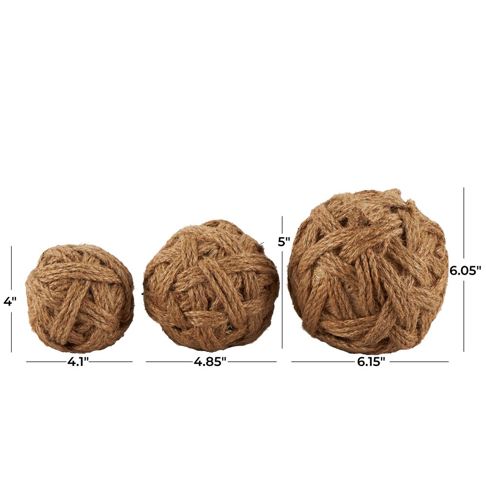 Brown Jute Handmade Woven Decorative Ball Orbs   Vase Filler (Set of 3)