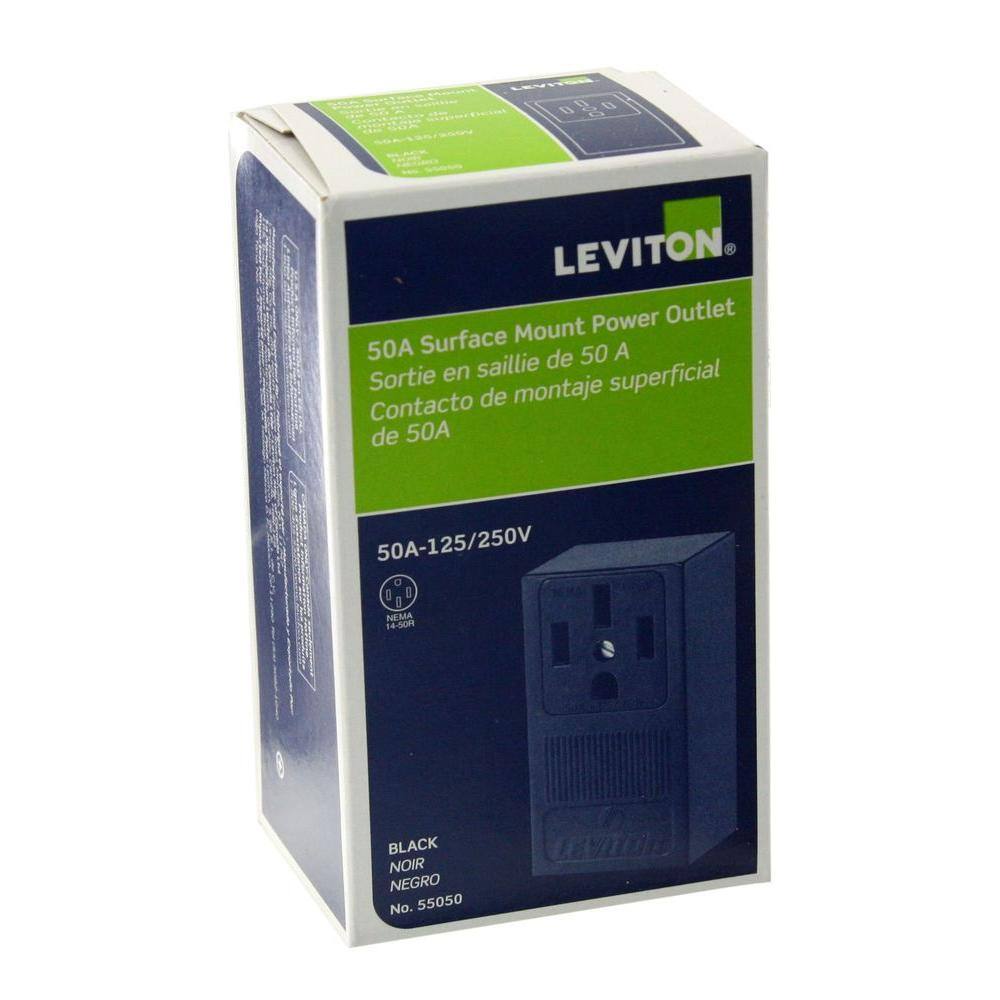 Leviton 50 Amp Single Surface Mounted Single Outlet Black 55050