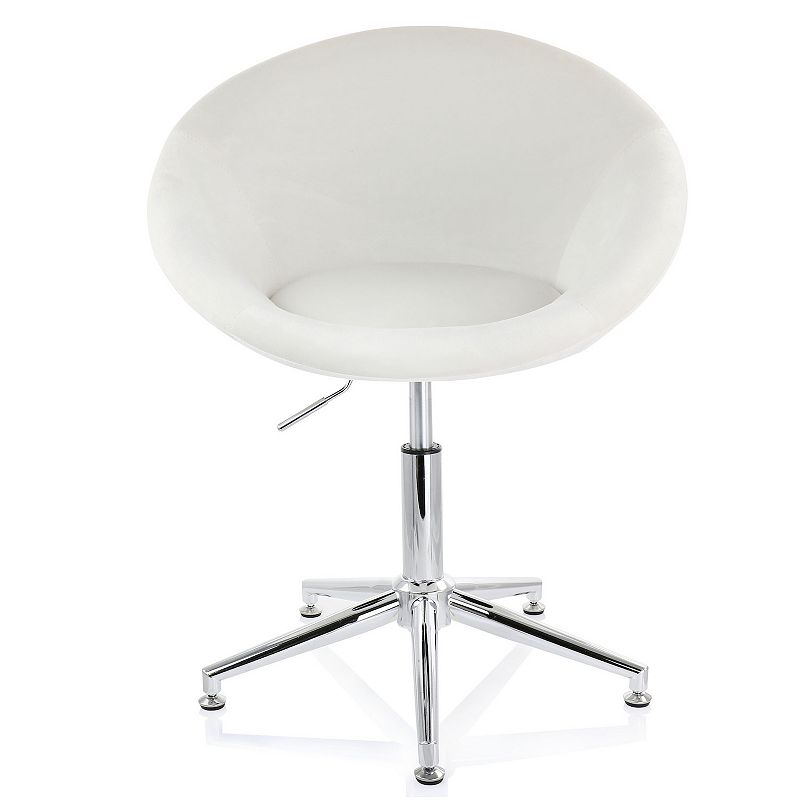 Elama 2 Piece Adjustable Velvet Accent Chair in White with Chrome Finish