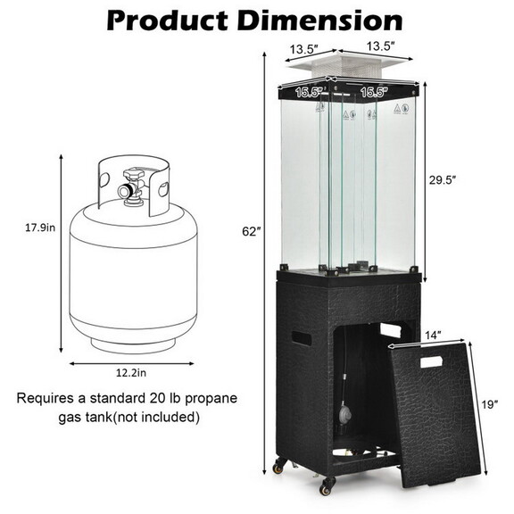 Costway 18350276 41 000 BTU Propane Patio Heater w...