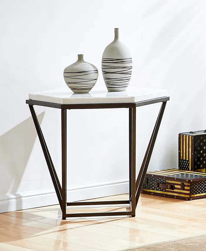 Steve Silver Corvus 24 Hexagonal Shape Marble Top End Table