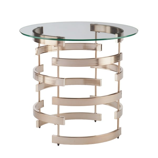 Sofie Contemporary End Table Glass and Champagne