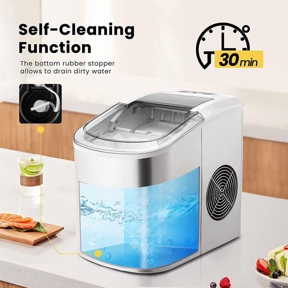 VIVOHOME 27lbsDay Electric Portable Ice Cube Maker with Hand Scoop and Self Cleaning Function in Sliver