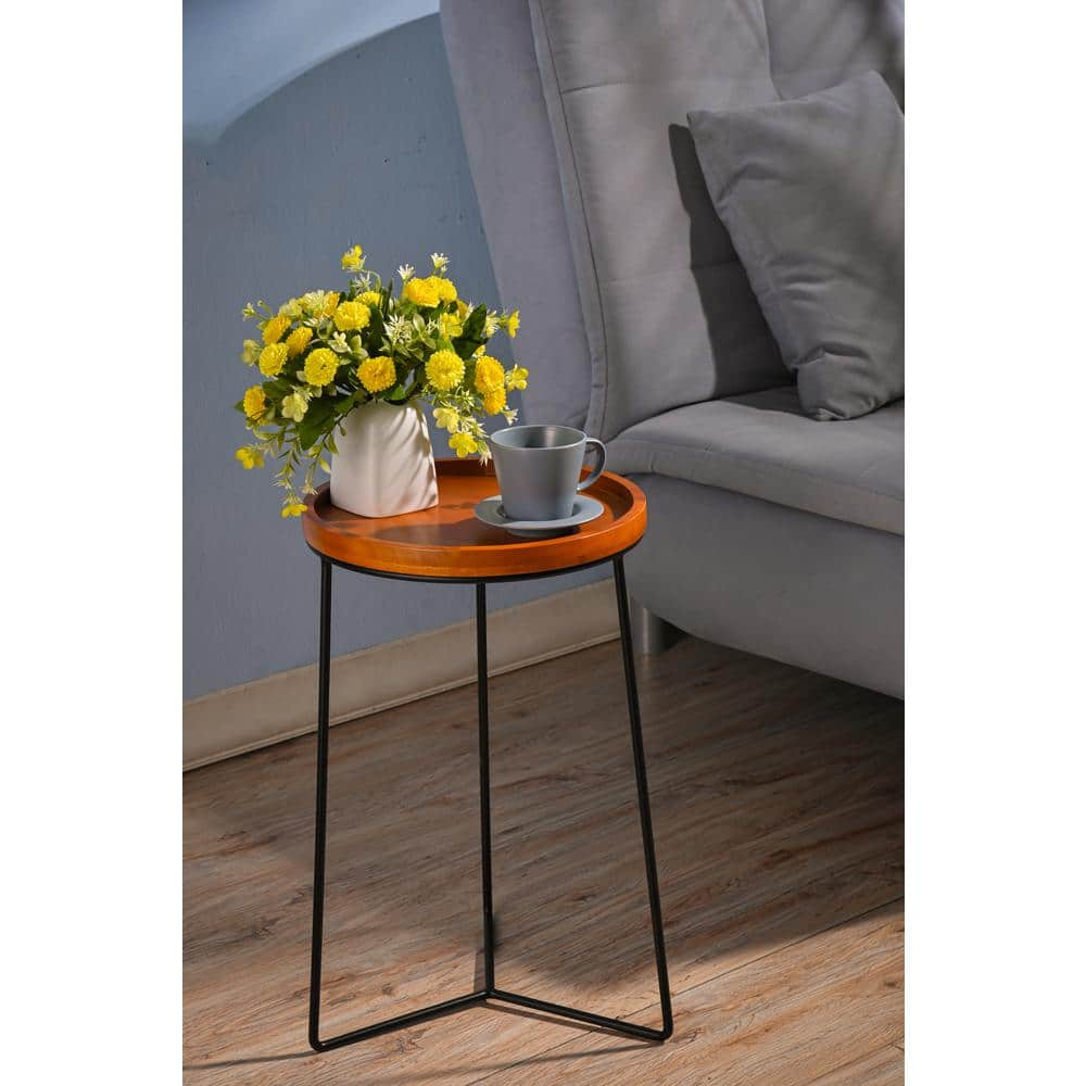 Vigoro 19 in. Triangle Base Wood Top Plant Stand 710174810