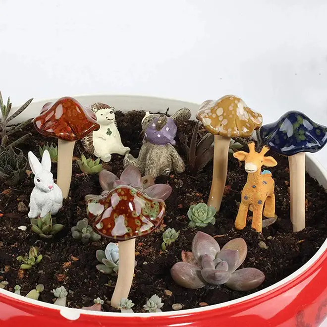 HOT SALE Ceramic Mushroom Small Accessories Embellishment for Garden Landscaping Potted Plants Flowerpots Gardening Lawn Decor