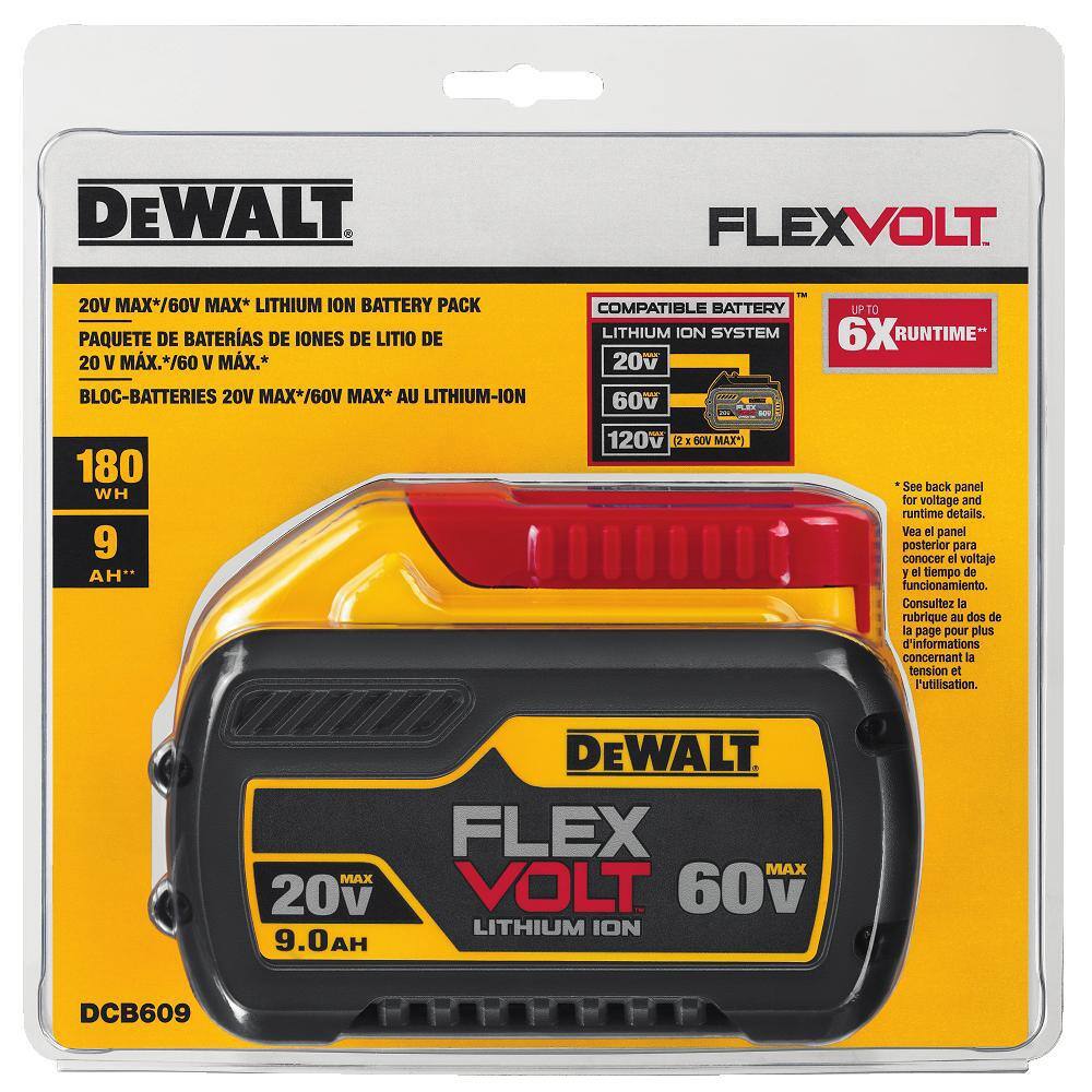 DW FLEXVOLT 60V MAX Brushless 4.5 in. - 6 in. Small Angle Grinder 6-12 in. Circ Saw and (2) FLEXVOLT 9.0Ah Batteries DCG418X2WDCS391