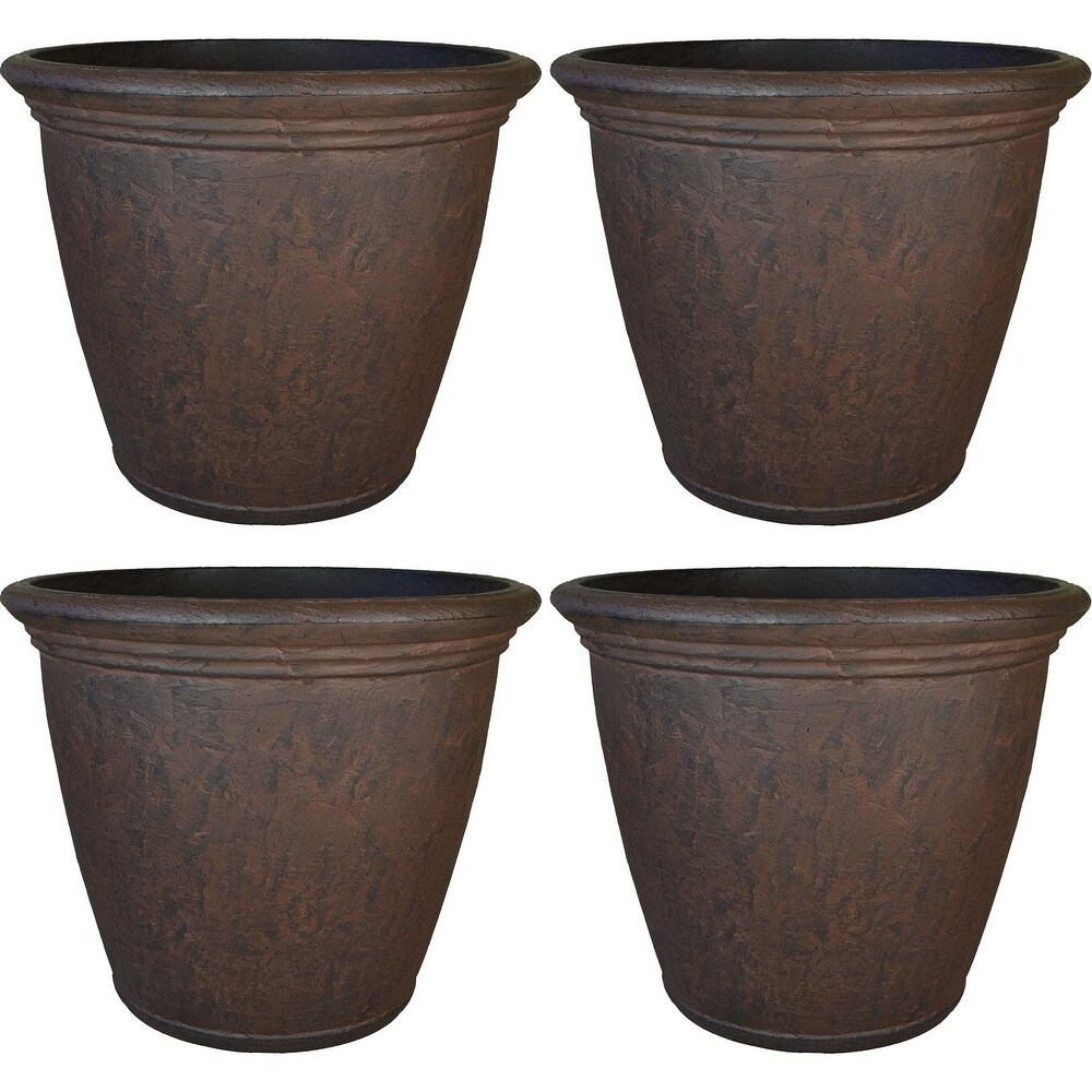 Sunnydaze Anjelica Outdoor Flower Pot Planter   Rust Finish   24 Inch   4 Pack   4 Planters