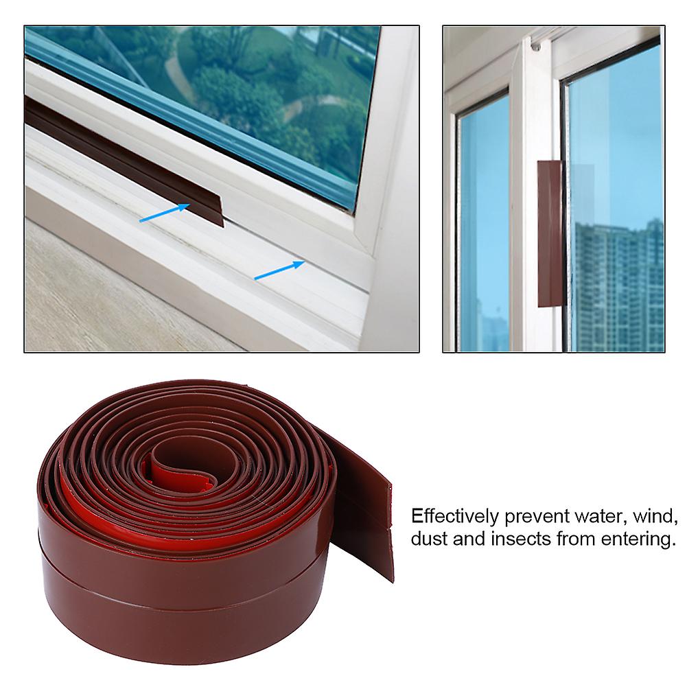 5m Glass Door Window Dust-proof Waterproof Self-adhesive Sealing Strip Sticker Dark Brown