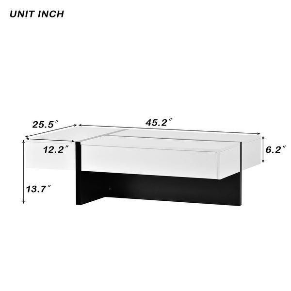 45.2inch Modern Rectangle White Cocktail Table Coffee Table