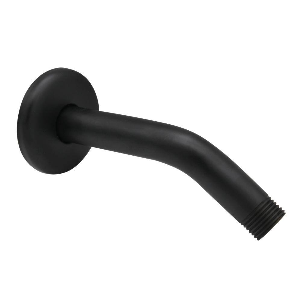 Westbrass 6 in. Shower Arm with Flange in Matte Black D300-1-62