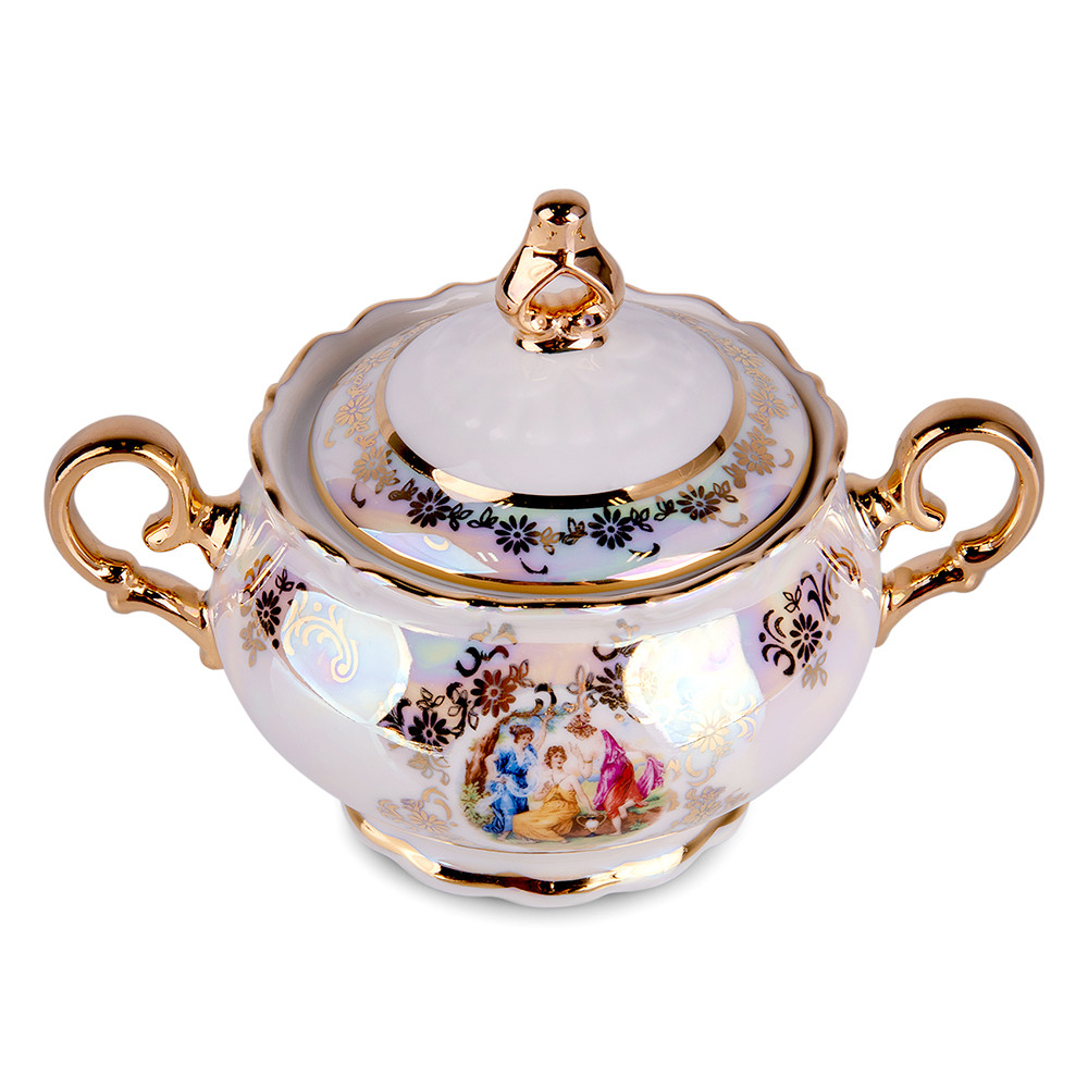 THUN Porcelain Sugar Container 8.11 fl oz (240 ml) Madonna Porcelain Sugar Bowl with Lid Sugar Keeper