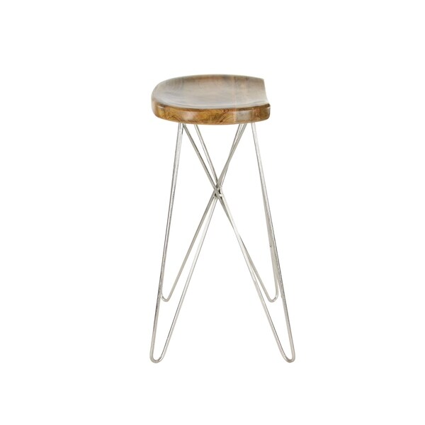 Brown Wood Contemporary Bar Stool - 16 x 16 x 30