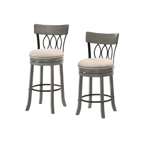 Furniture of America Wynn Wood and Fabric Swivel Bar Chair (Set of 2)