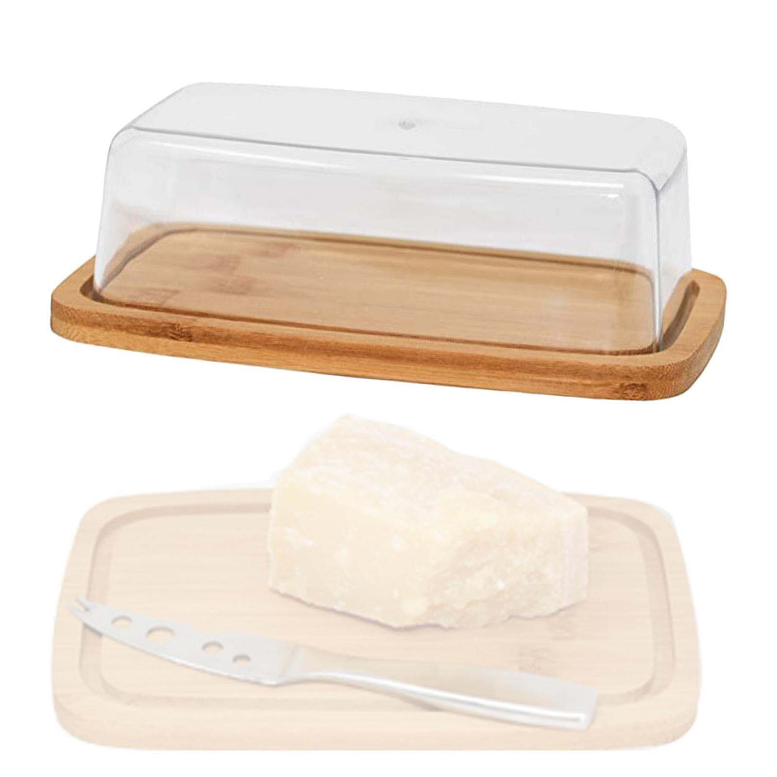 Square with Lid， Bamboo Butter Dish， Butter Dish with Lid， Butter Keeper， Glass Butter Dish， for Kitchen Refrigerators