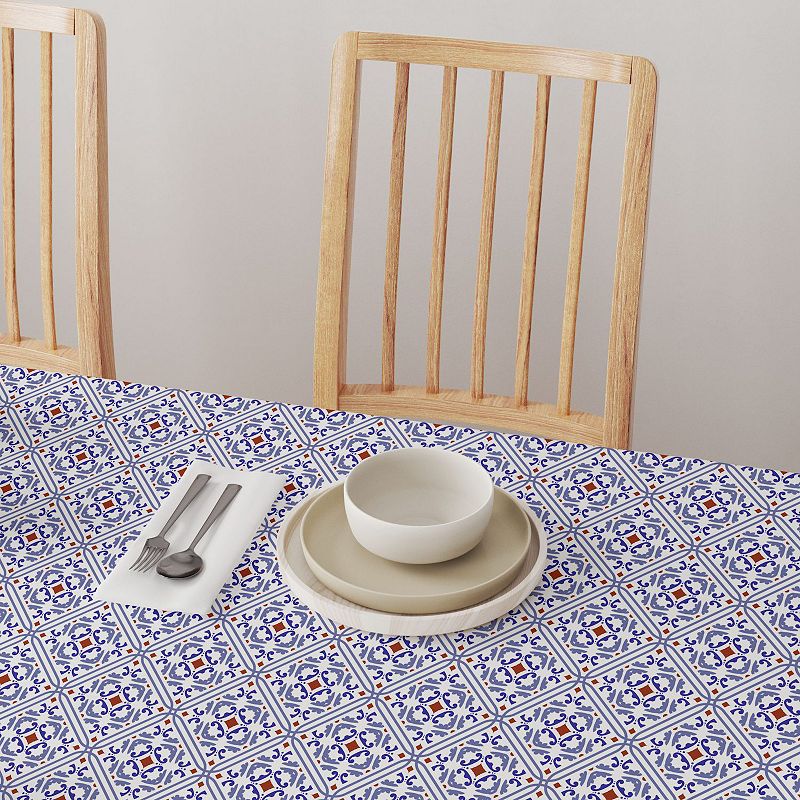 Square Tablecloth， 100% Polyester， 54x54， Ceramic Tile Pattern