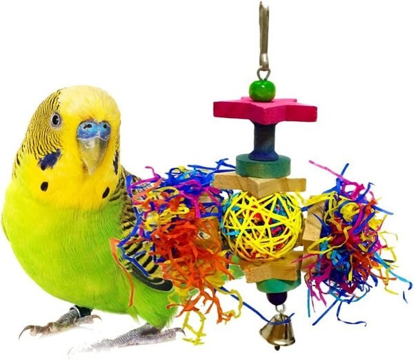 SunGrow Paper Shred with Chew Blocks Parakeet and Cockatiel Foraging and Cage Hanging Accessory