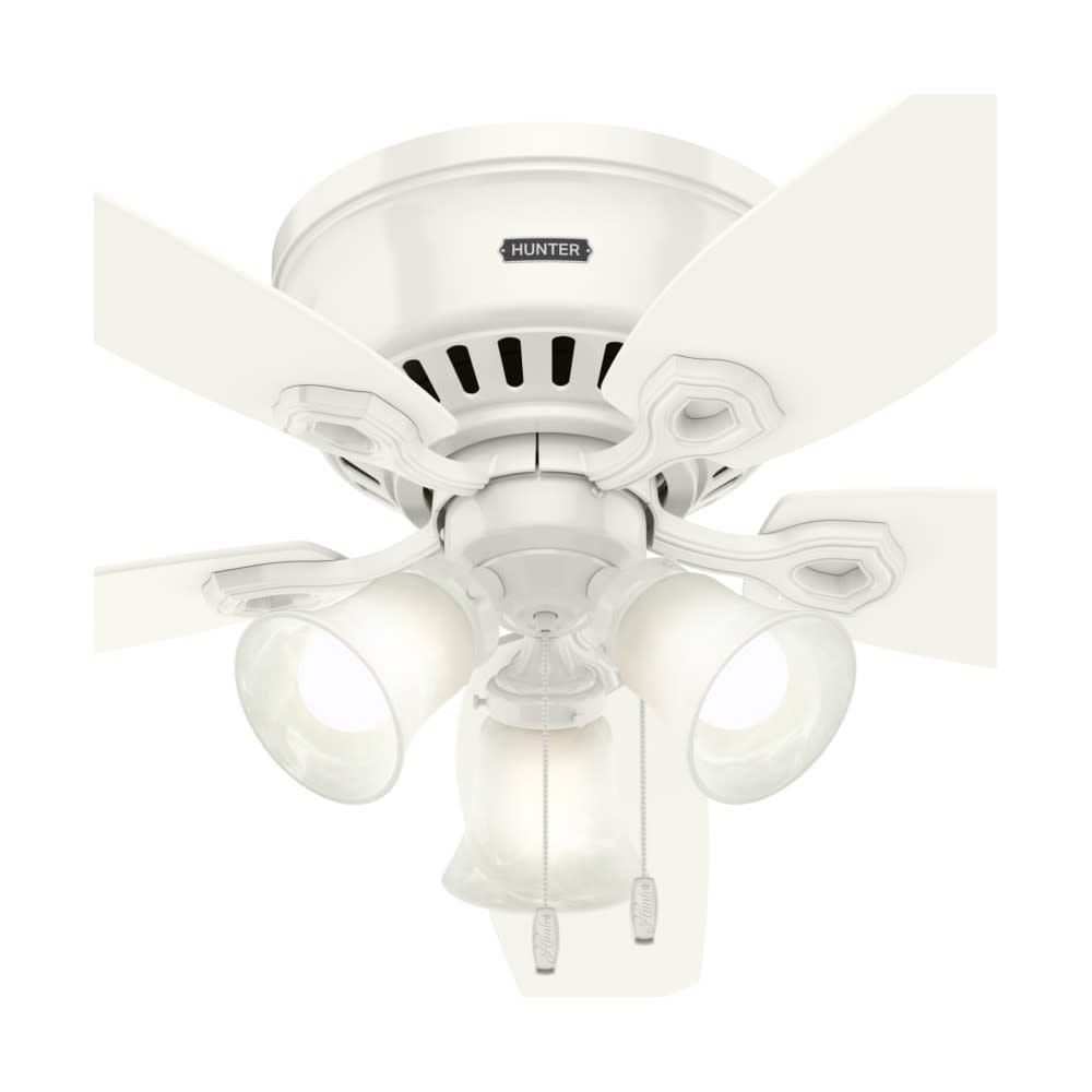 Hunter Builder Ceiling Fan 52 LED Indoor Snow White/Light Oak ;