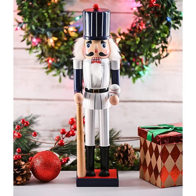 Ornativity Baseball Wooden Nutcracker 15 In